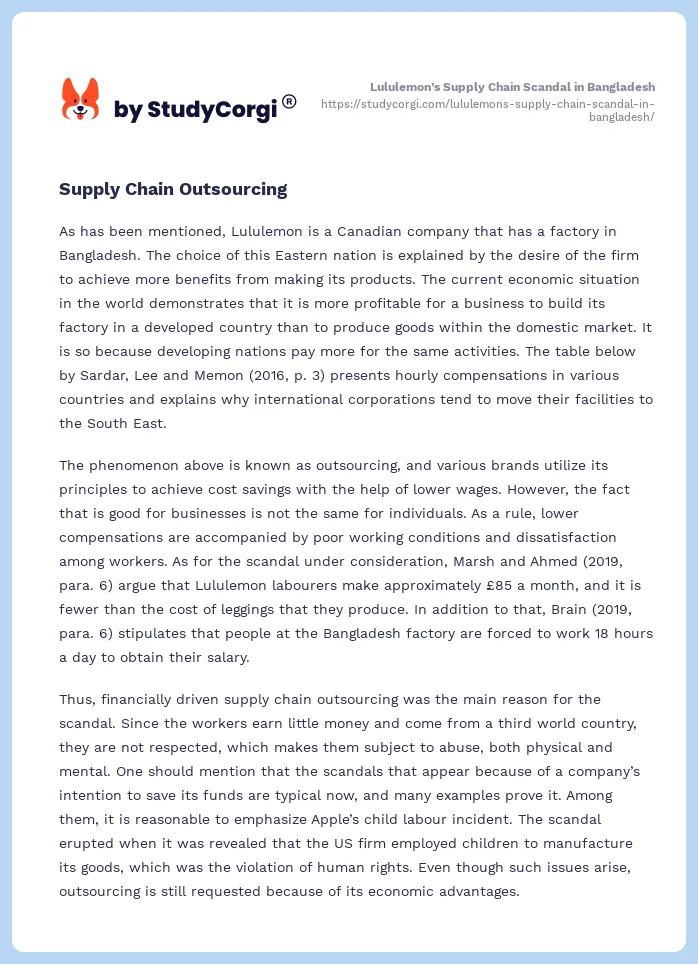 Lululemon’s Supply Chain Scandal in Bangladesh. Page 2