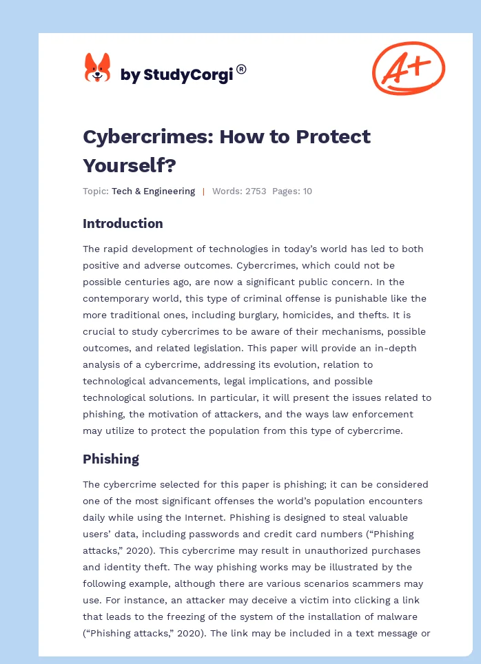 Cybercrimes: How to Protect Yourself?. Page 1