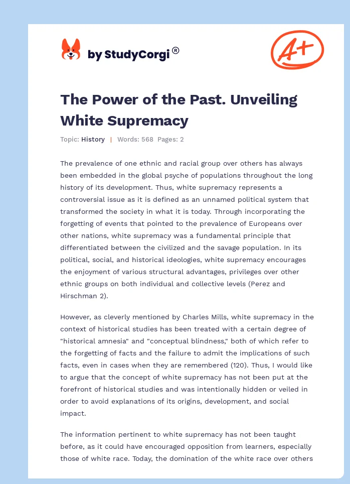 The Power of the Past. Unveiling White Supremacy. Page 1