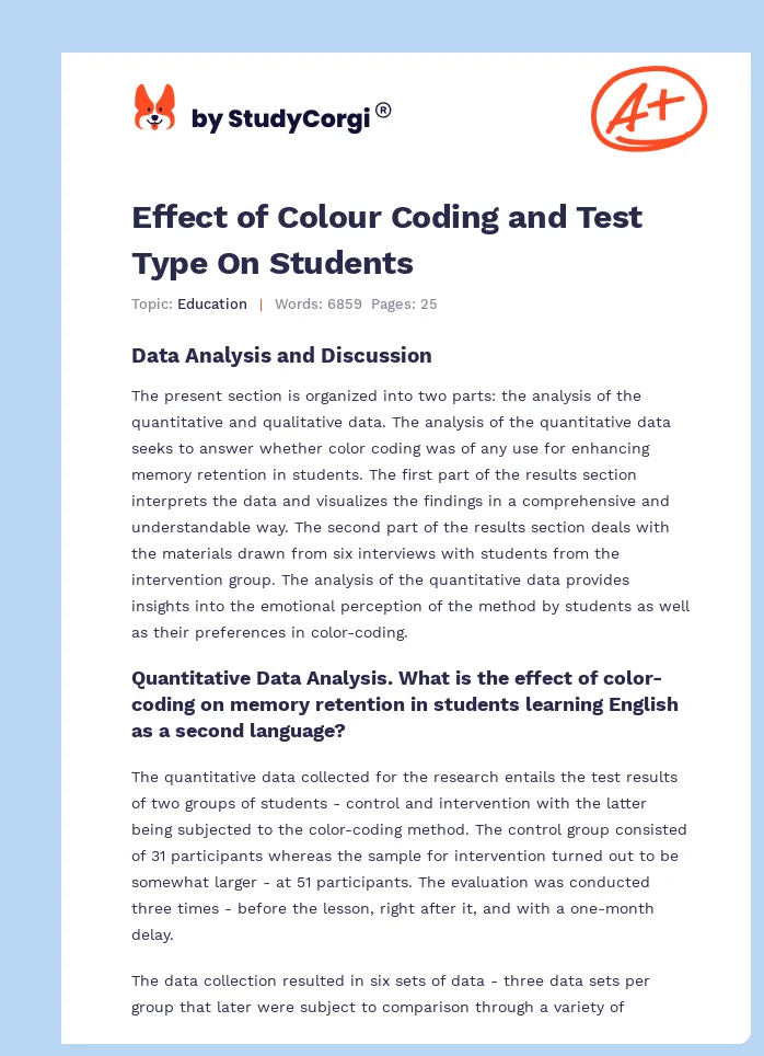 Effect of Colour Coding and Test Type On Students. Page 1