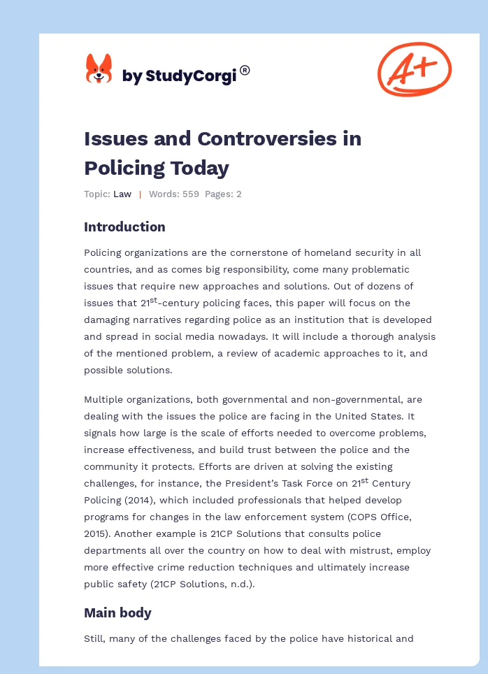Issues and Controversies in Policing Today. Page 1