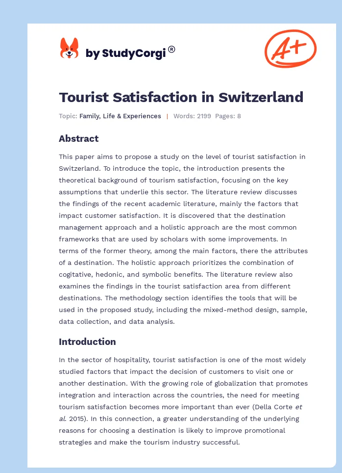 Tourist Satisfaction in Switzerland. Page 1