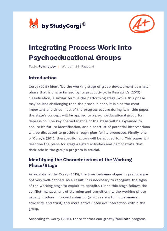 Integrating Process Work Into Psychoeducational Groups. Page 1