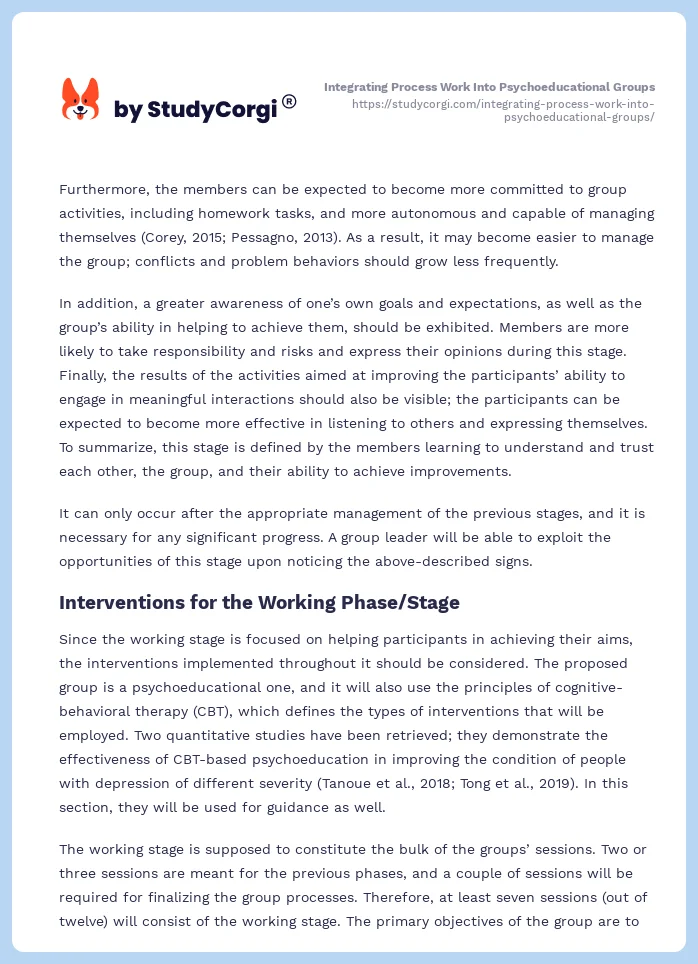 Integrating Process Work Into Psychoeducational Groups. Page 2