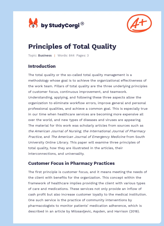 Principles of Total Quality. Page 1