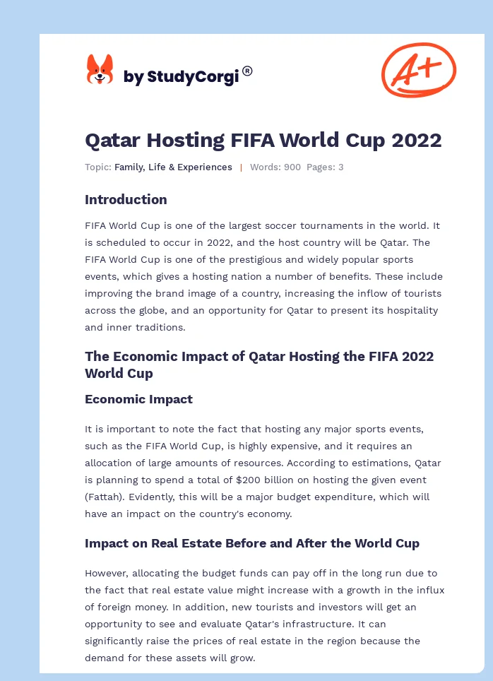 Qatar Hosting FIFA World Cup 2022. Page 1