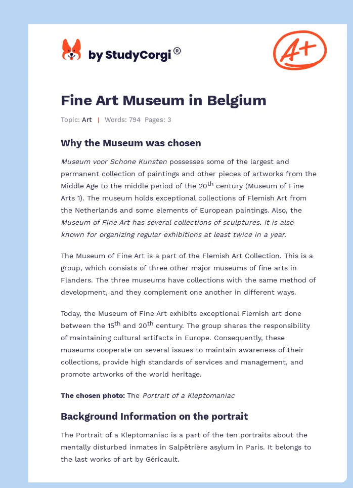 Fine Art Museum in Belgium. Page 1