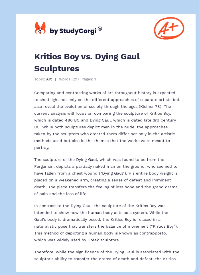 Kritios Boy vs. Dying Gaul Sculptures. Page 1