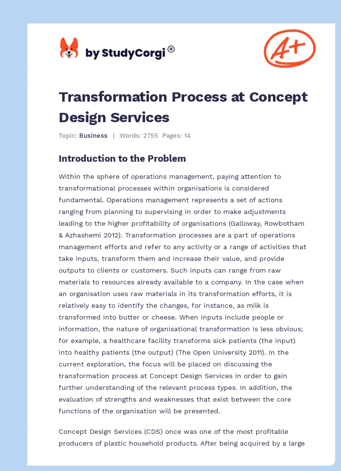 Transformation Process at Concept Design Services. Page 1