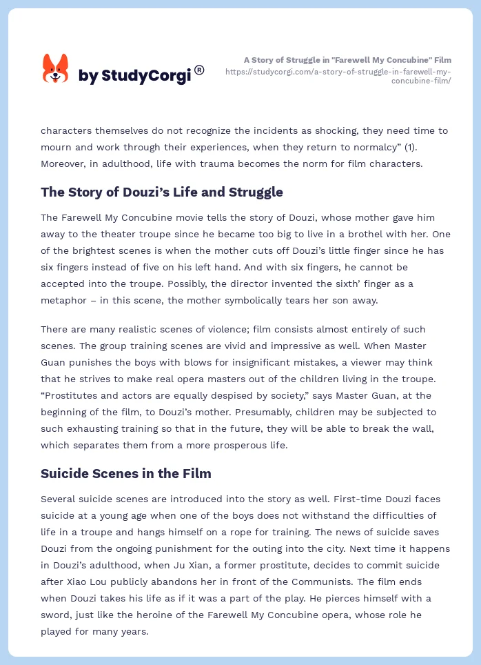 A Story of Struggle in "Farewell My Concubine" Film. Page 2