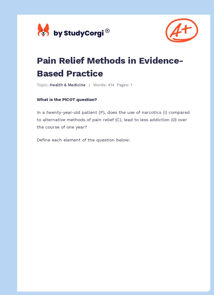 Pain Relief Methods in Evidence-Based Practice. Page 1