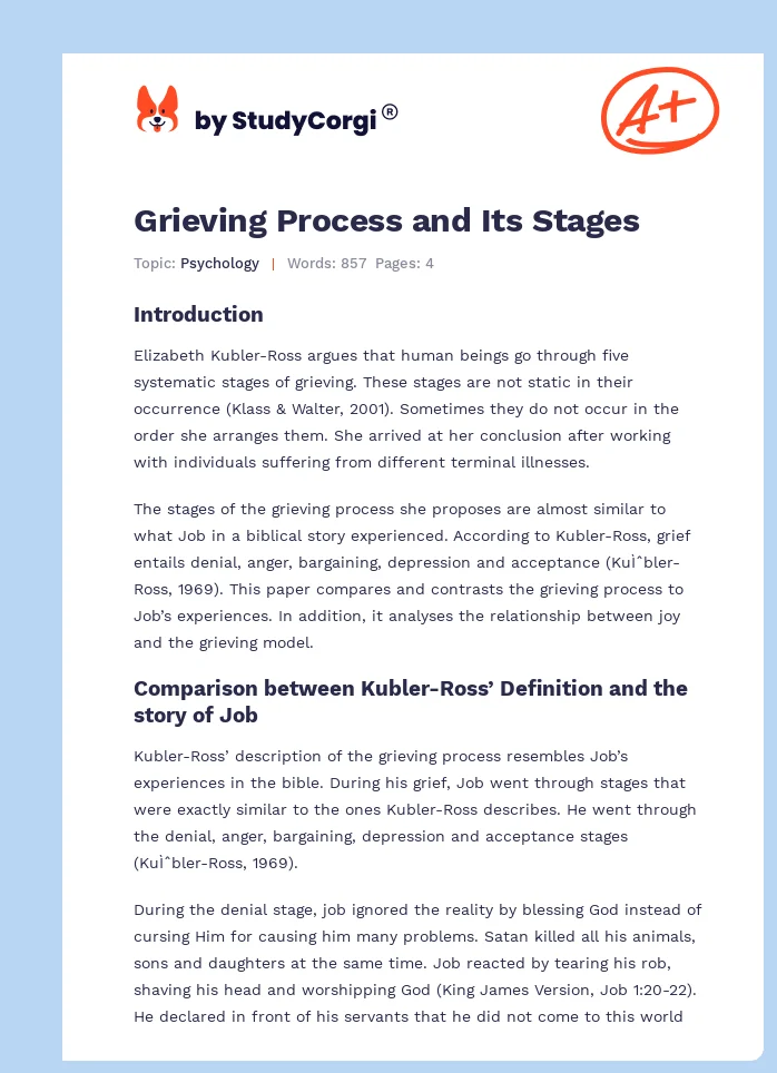 Grieving Process and Its Stages. Page 1