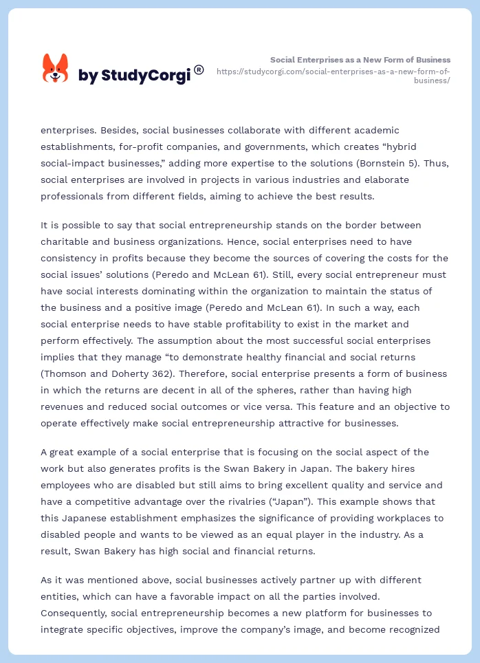 Social Enterprises as a New Form of Business. Page 2
