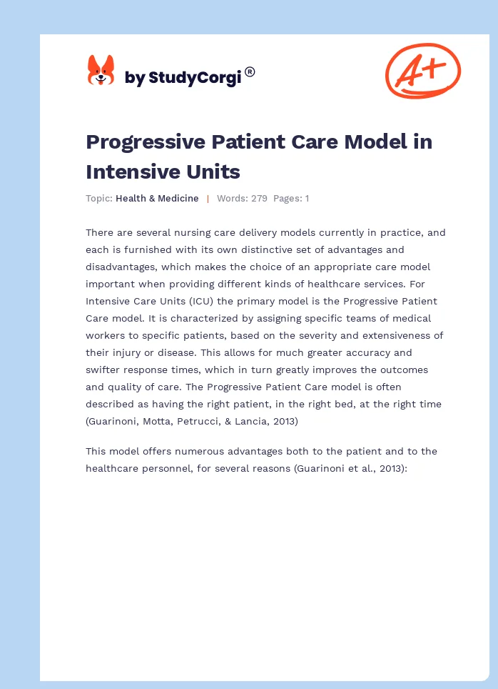 Progressive Patient Care Model in Intensive Units. Page 1
