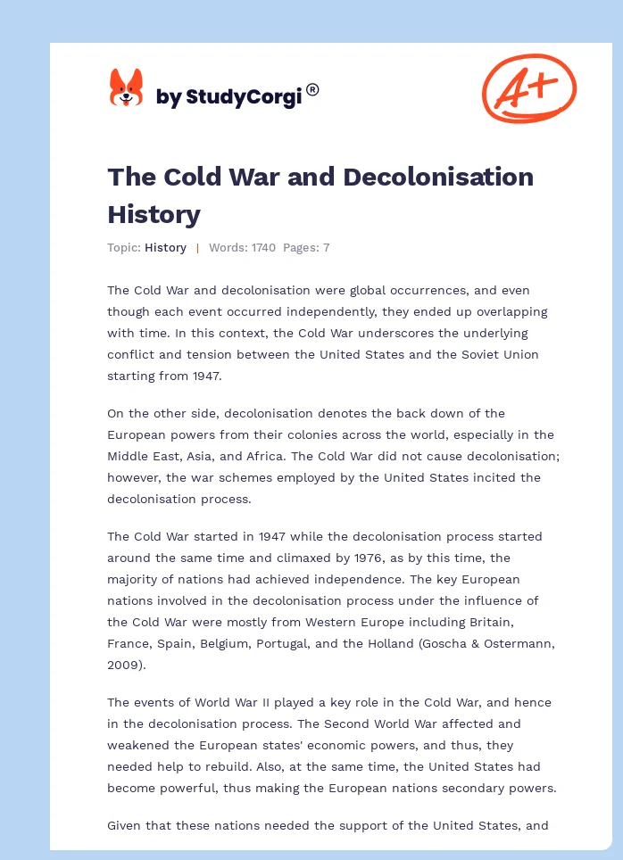 The Cold War and Decolonisation History. Page 1