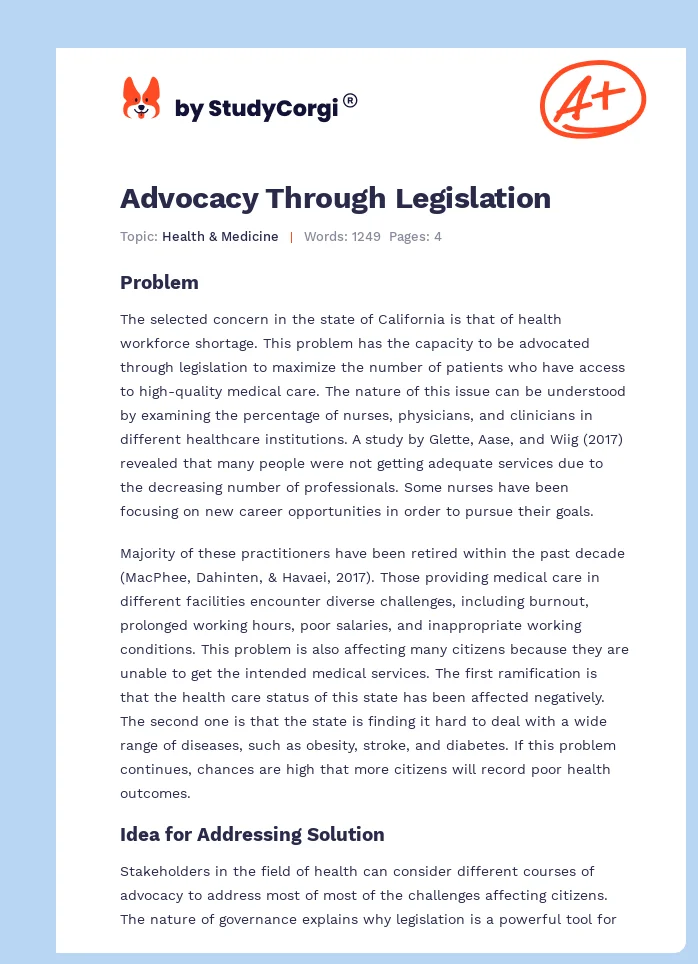 Advocacy Through Legislation. Page 1