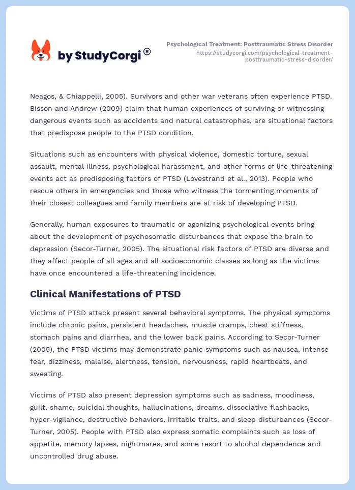 Psychological Treatment: Posttraumatic Stress Disorder. Page 2