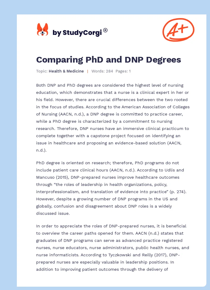 Comparing PhD and DNP Degrees. Page 1