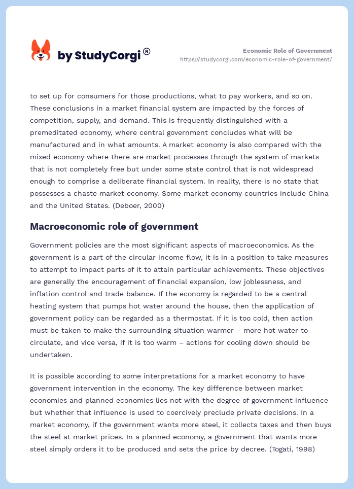 Economic Role of Government. Page 2