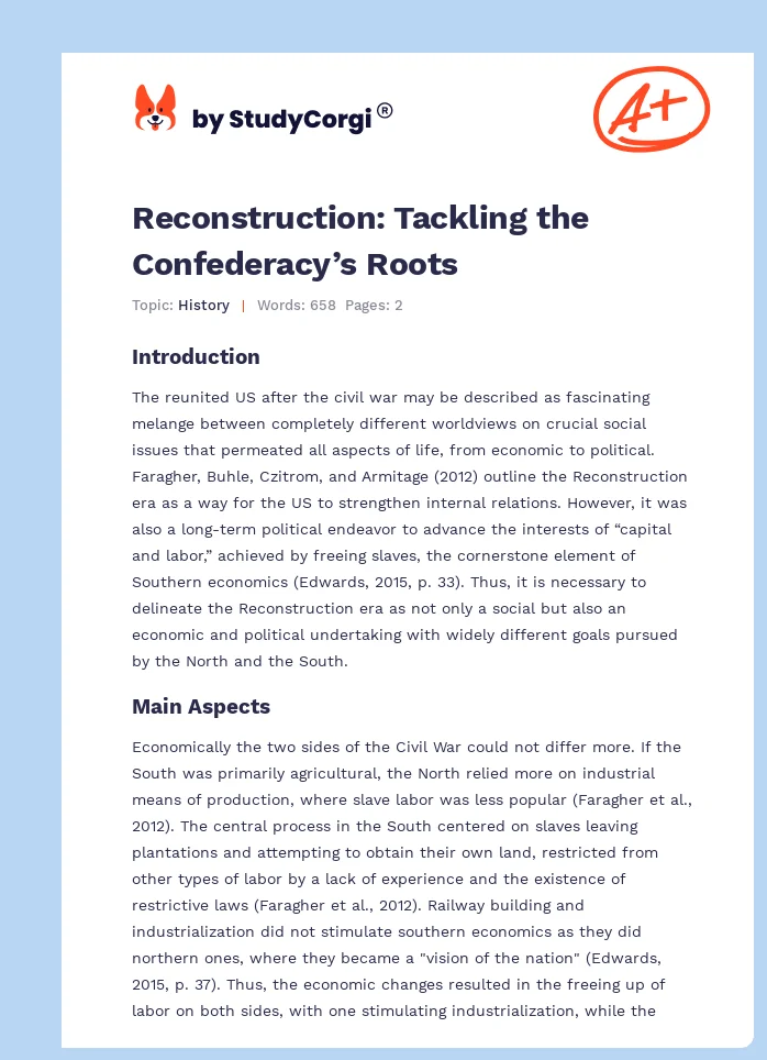 Reconstruction: Tackling the Confederacy’s Roots. Page 1