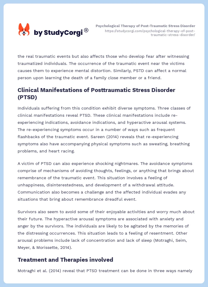 Psychological Therapy of Post-Traumatic Stress Disorder. Page 2