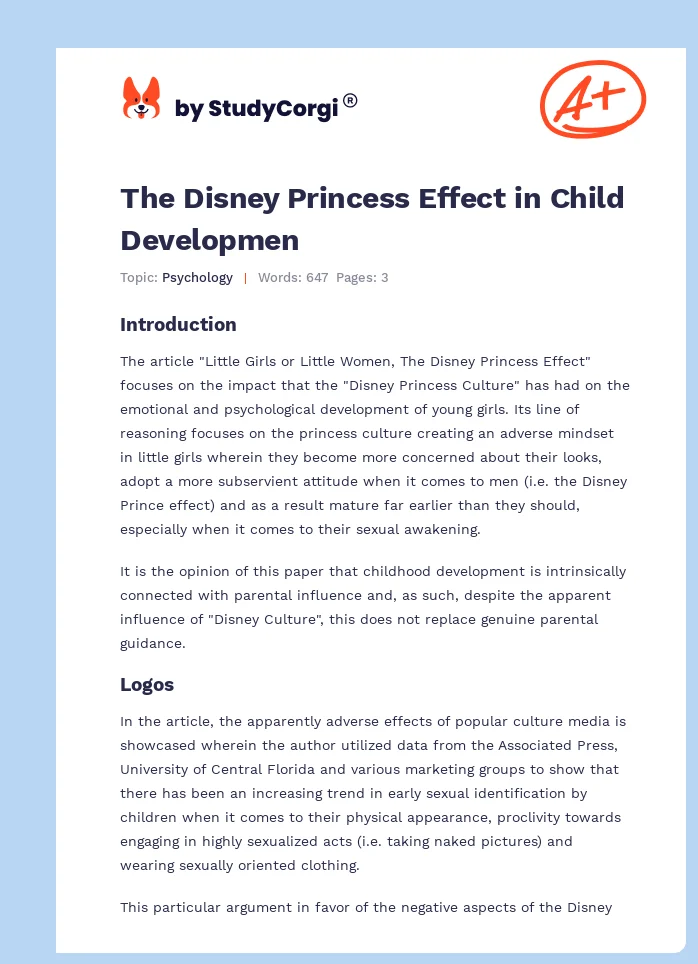 The Disney Princess Effect in Child Developmen. Page 1