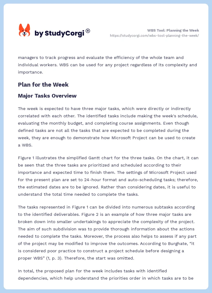 WBS Tool: Planning the Week. Page 2