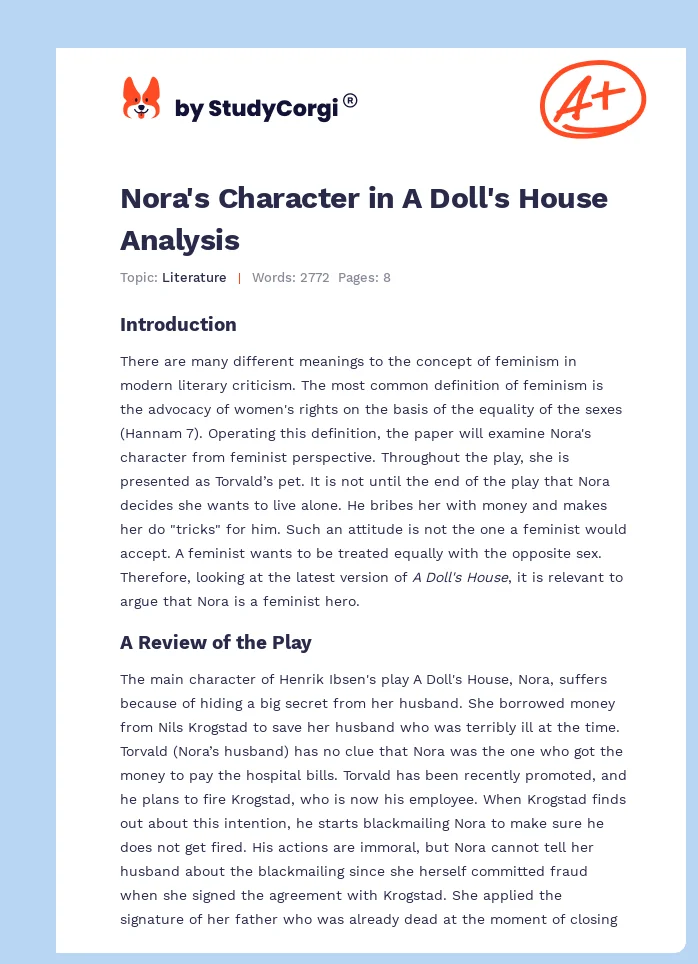 Nora's Character in A Doll's House Analysis. Page 1