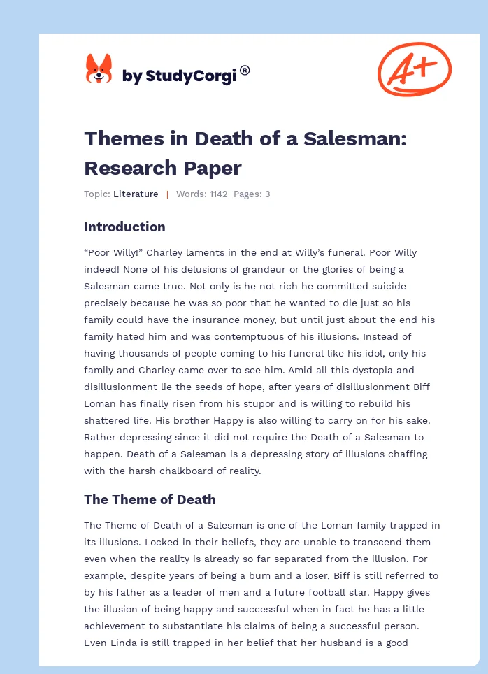 Themes in Death of a Salesman: Research Paper. Page 1