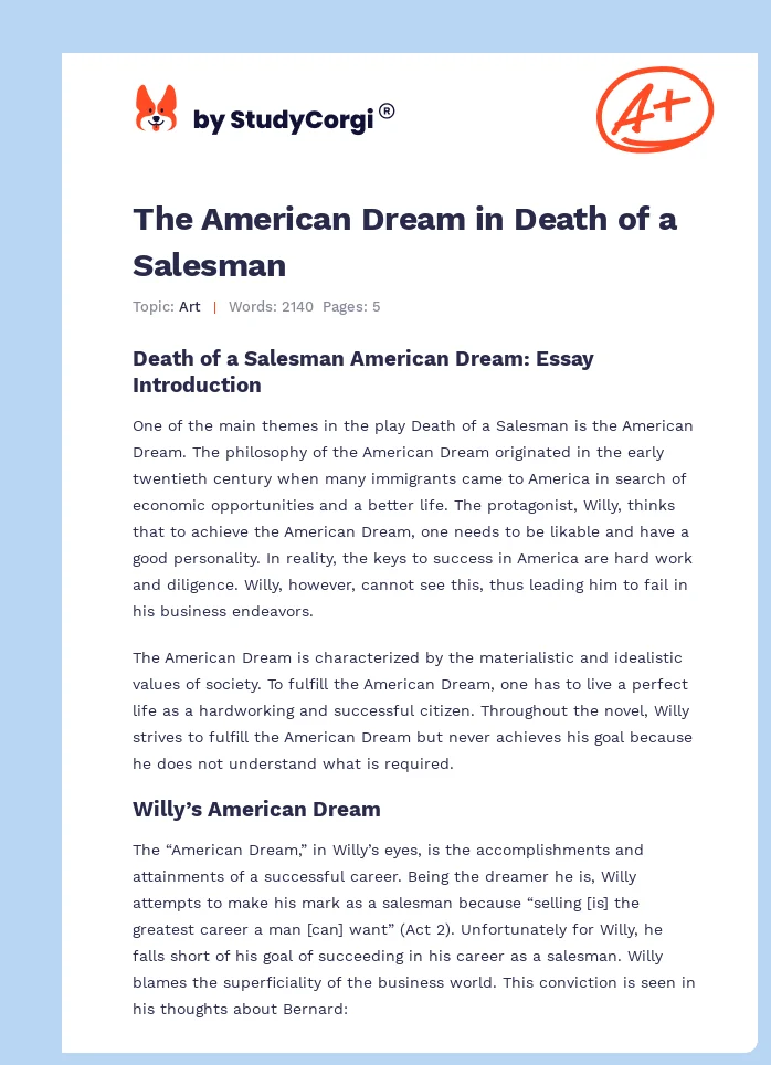 The American Dream in Death of a Salesman. Page 1