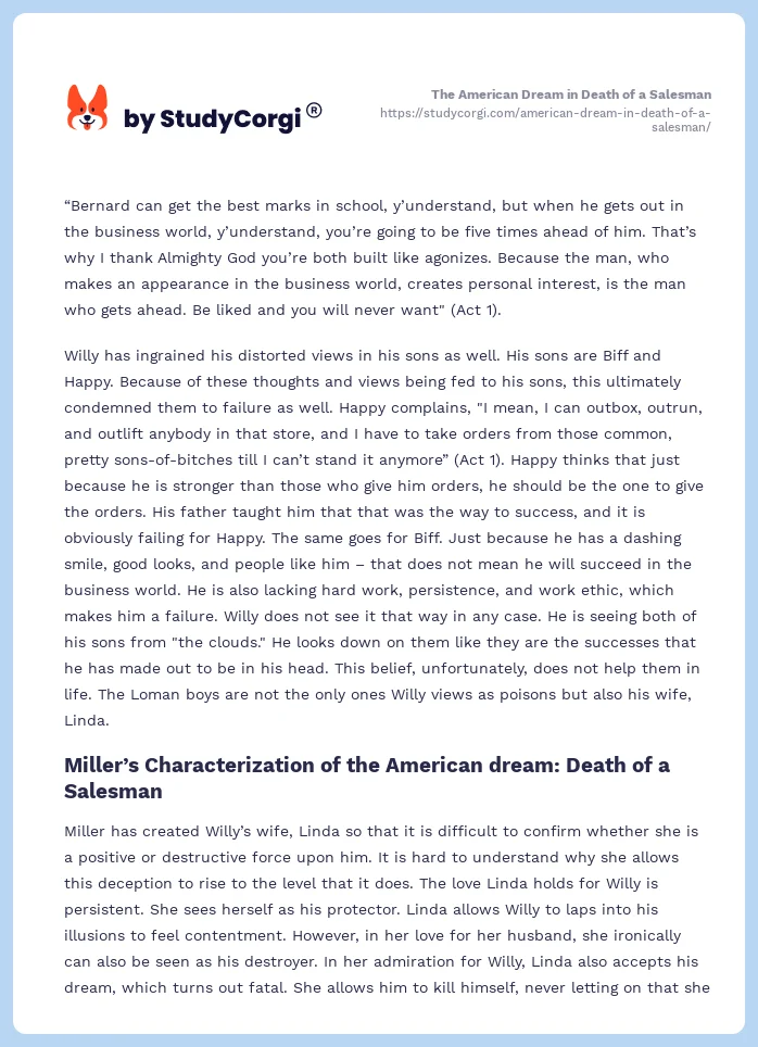 The American Dream in Death of a Salesman. Page 2
