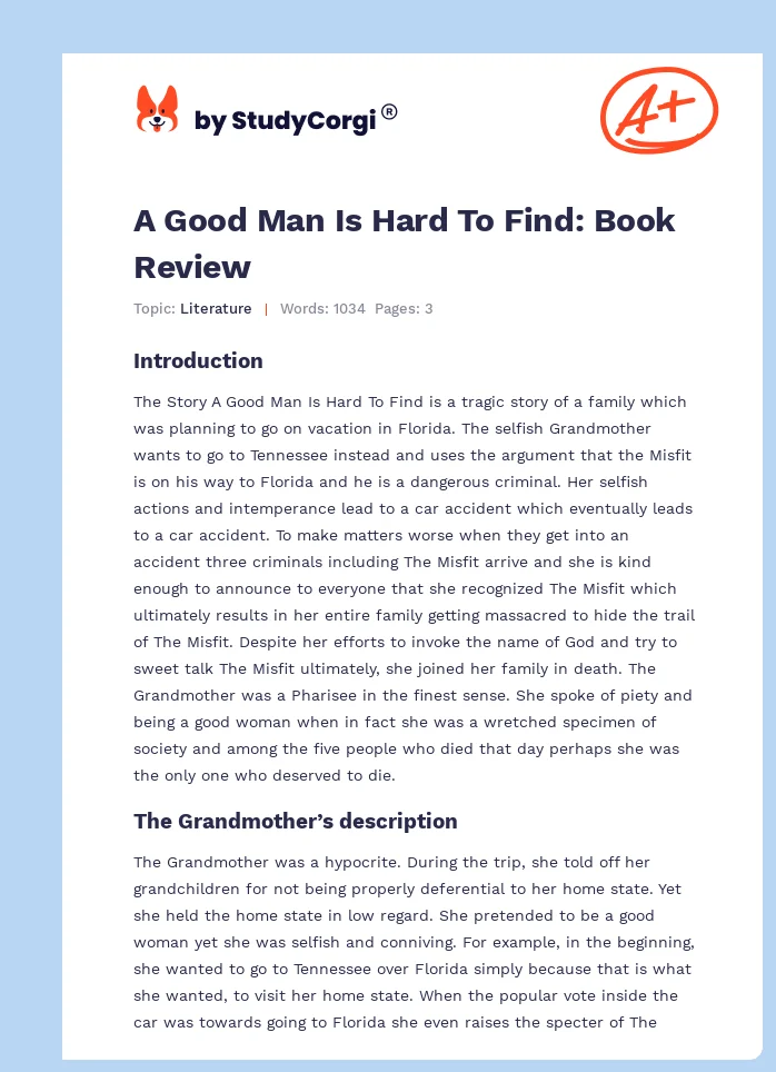 A Good Man Is Hard To Find: Book Review. Page 1