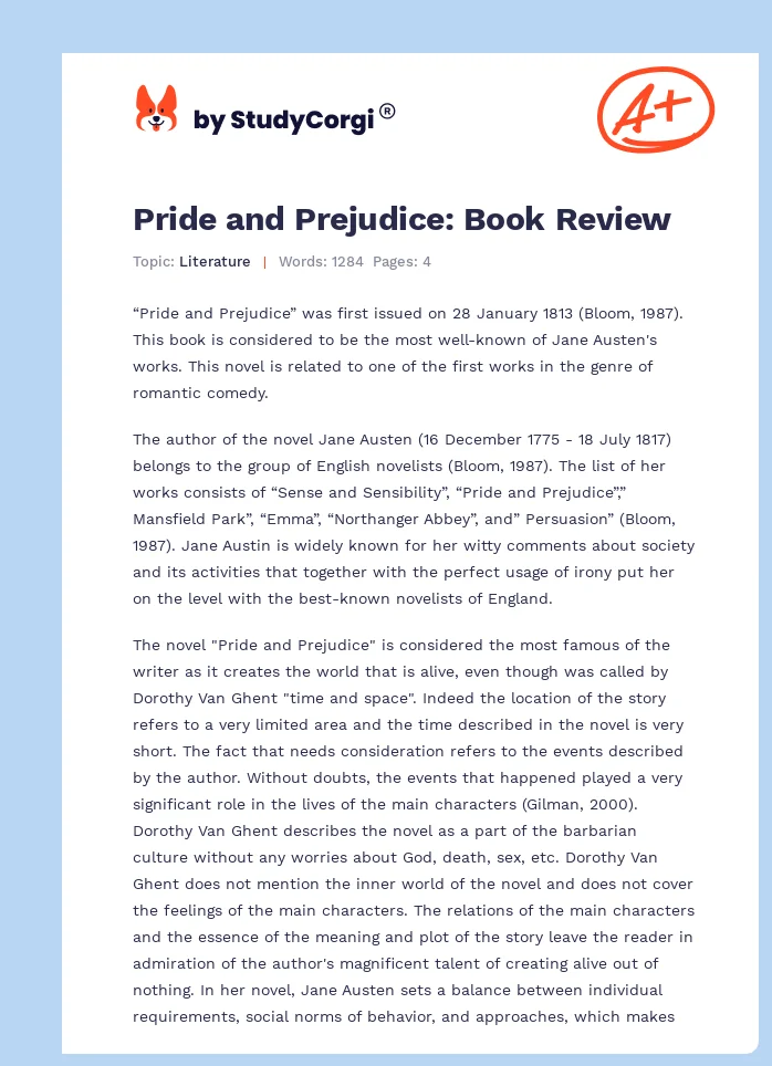 Pride and Prejudice: Book Review. Page 1