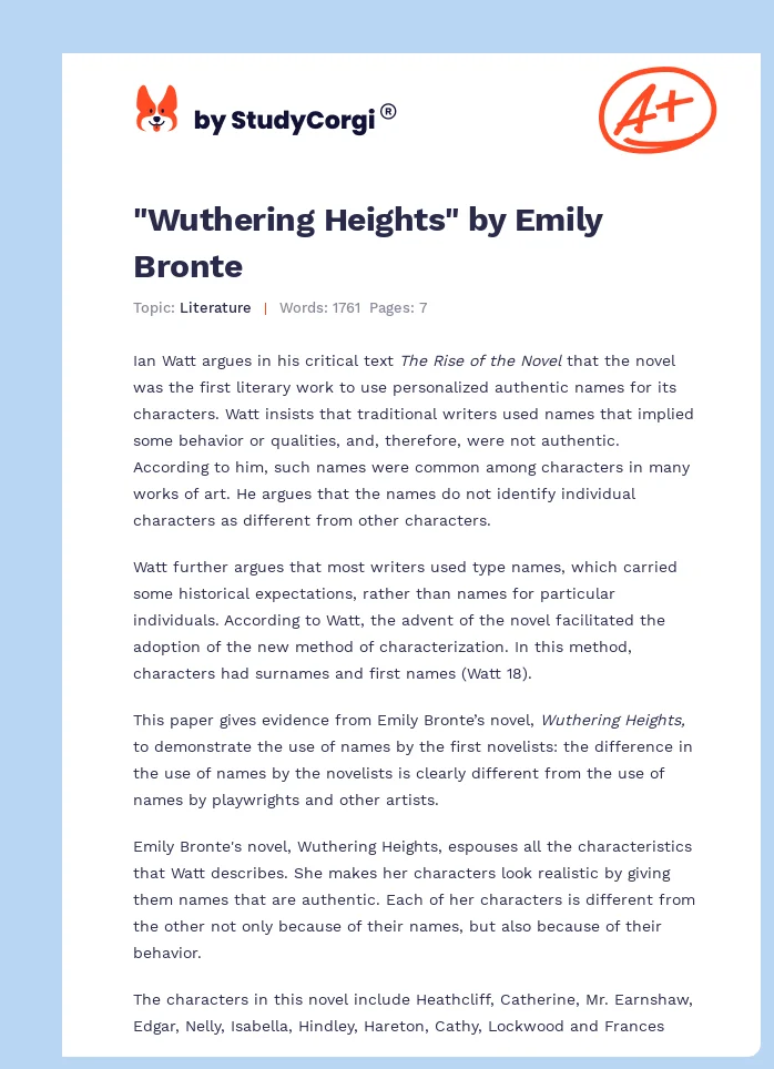 "Wuthering Heights" by Emily Bronte. Page 1