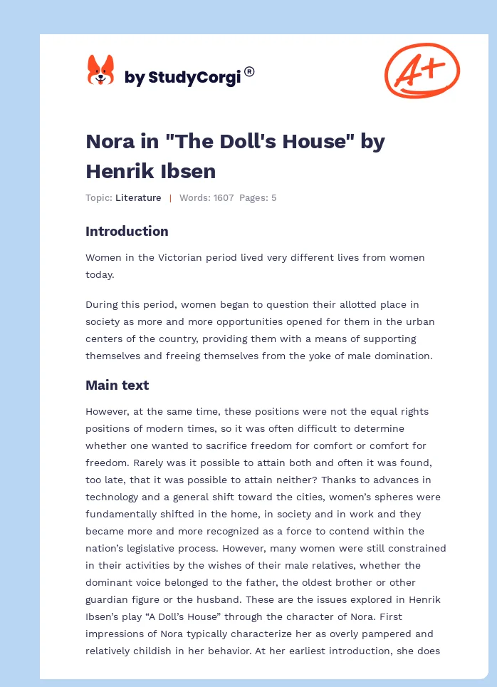 Nora in "The Doll's House" by Henrik Ibsen. Page 1