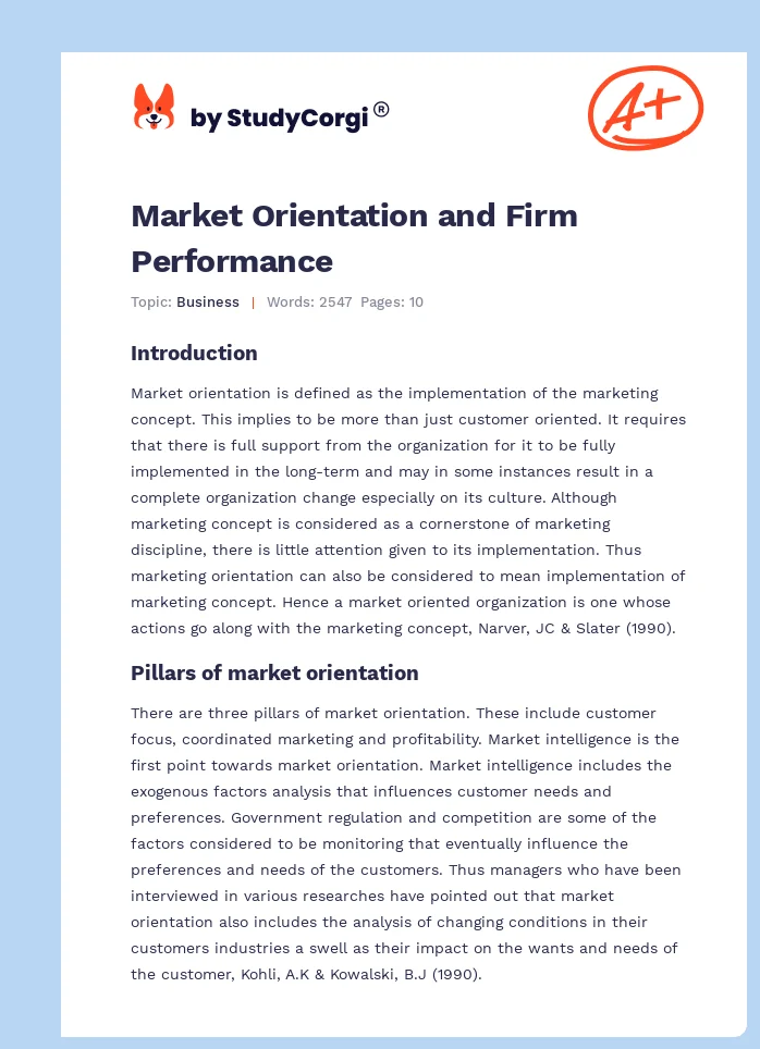 Market Orientation and Firm Performance. Page 1