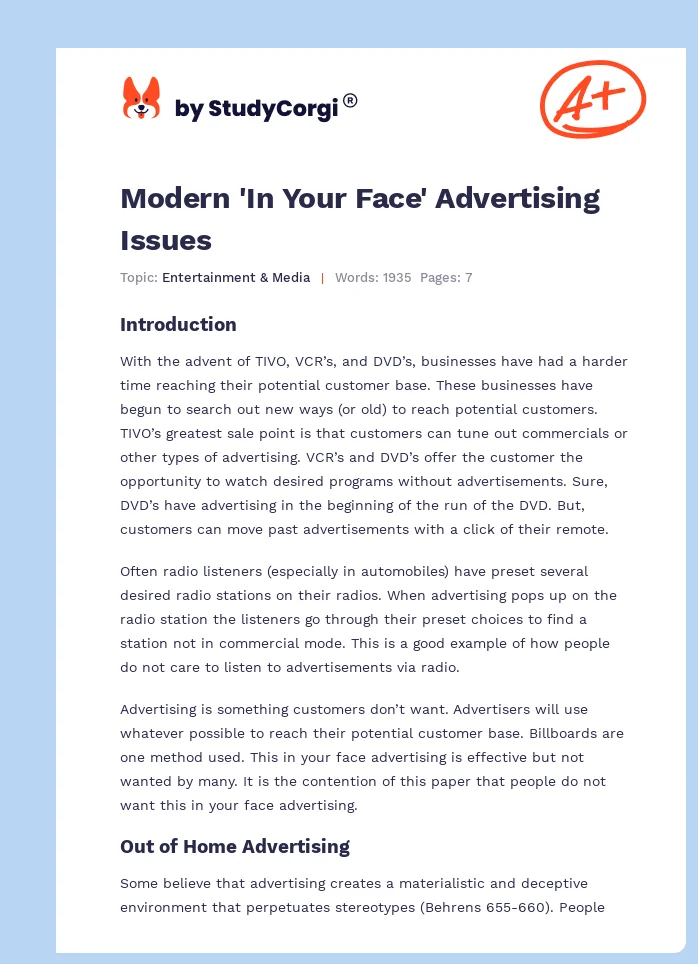 Modern 'In Your Face' Advertising Issues. Page 1