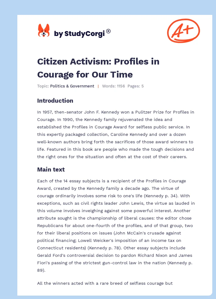 Citizen Activism: Profiles in Courage for Our Time. Page 1