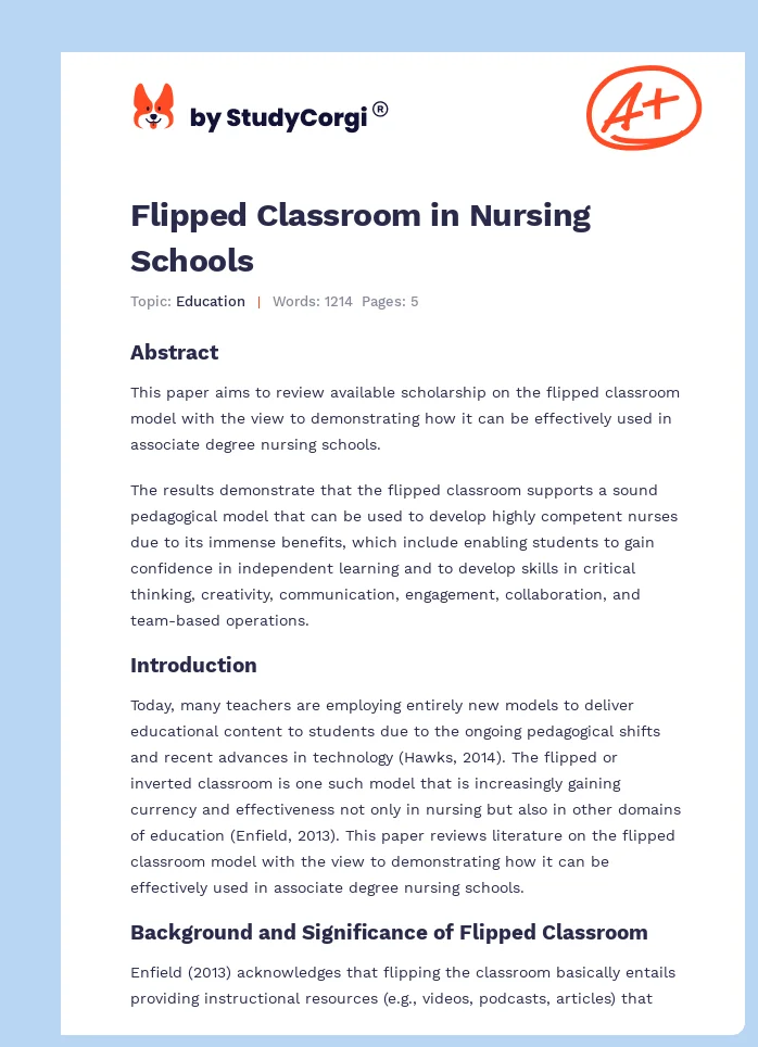 Flipped Classroom in Nursing Schools. Page 1
