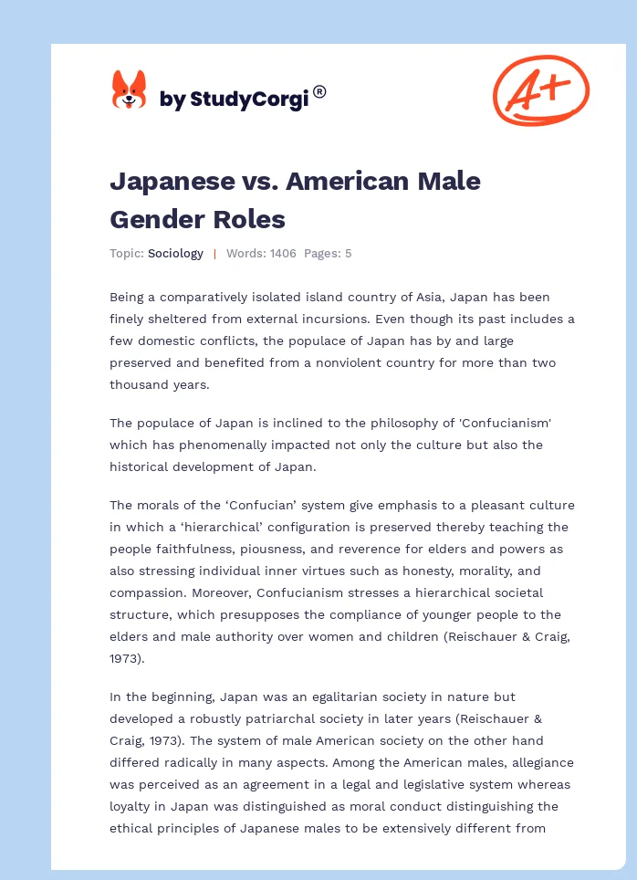 Japanese vs. American Male Gender Roles. Page 1
