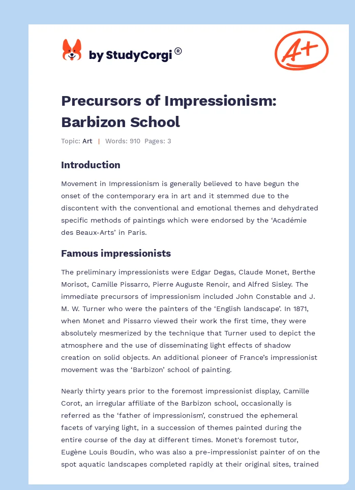 Precursors of Impressionism: Barbizon School. Page 1