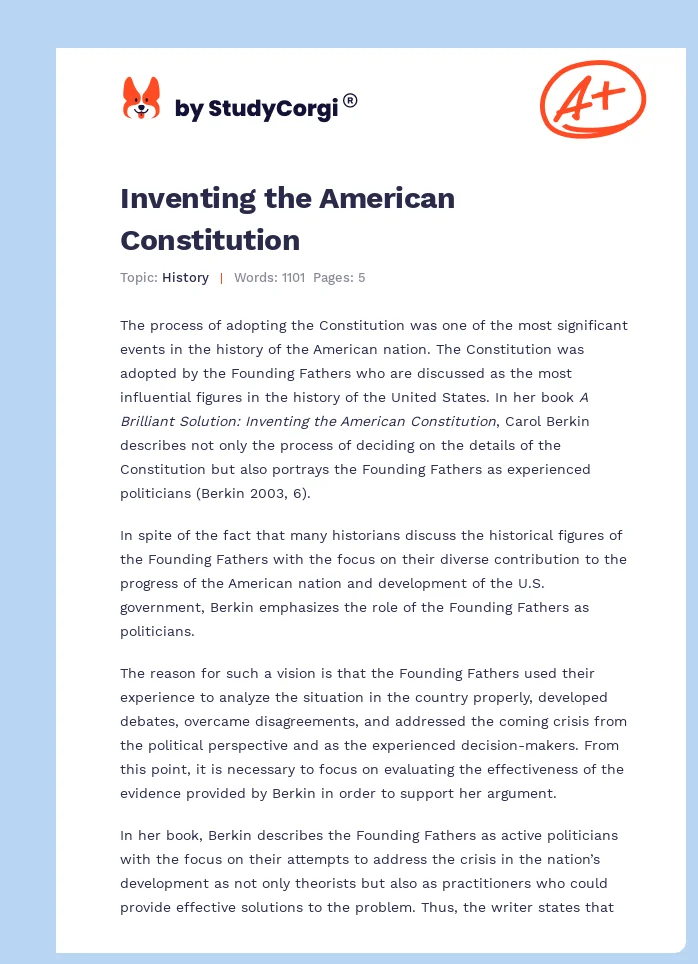Inventing the American Constitution. Page 1