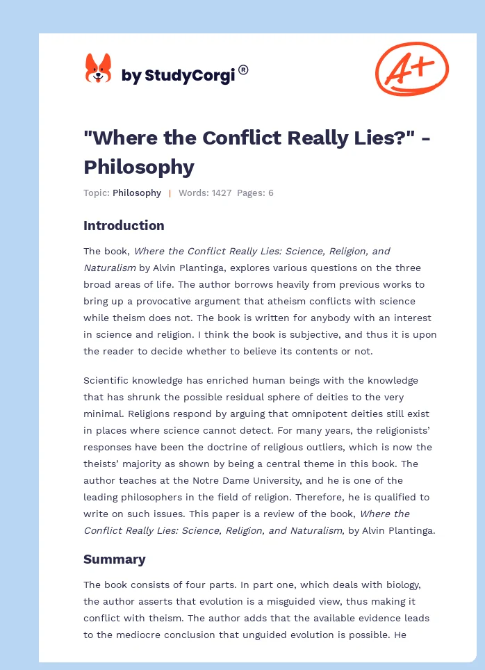 "Where the Conflict Really Lies?" - Philosophy. Page 1