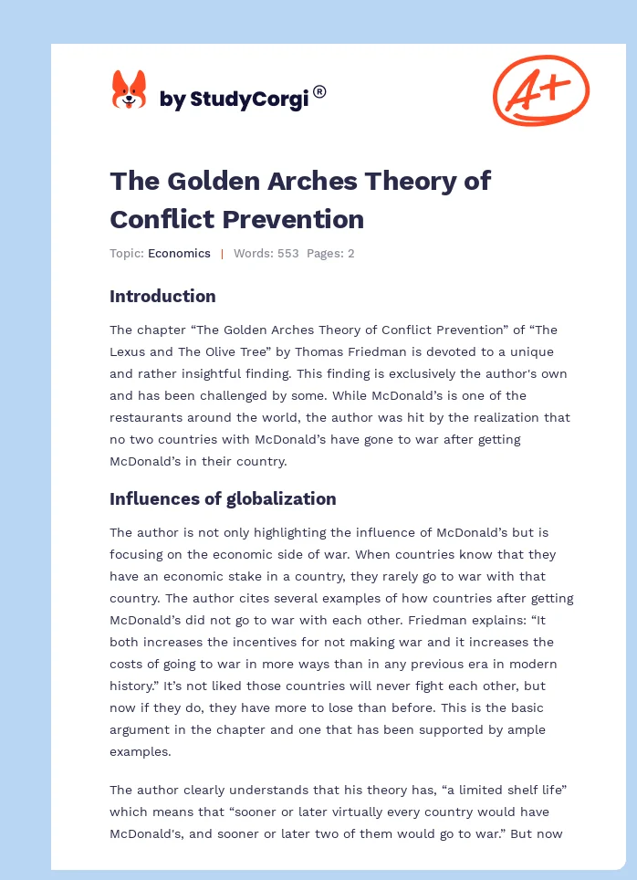 The Golden Arches Theory of Conflict Prevention. Page 1
