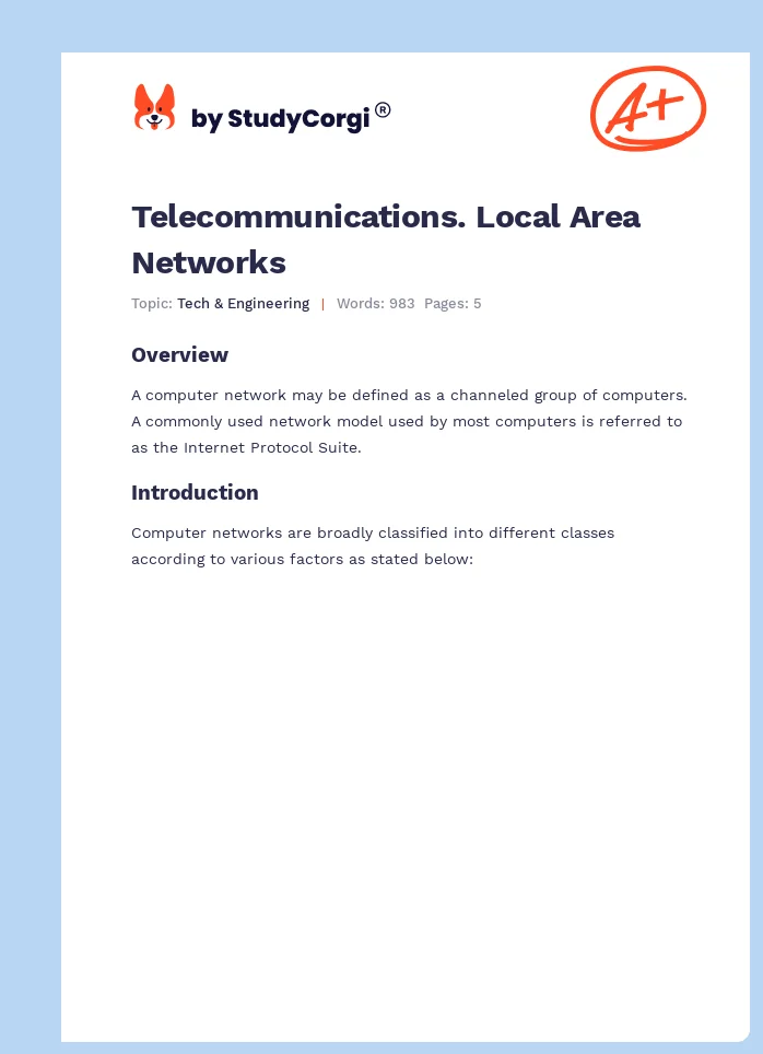 Telecommunications. Local Area Networks. Page 1