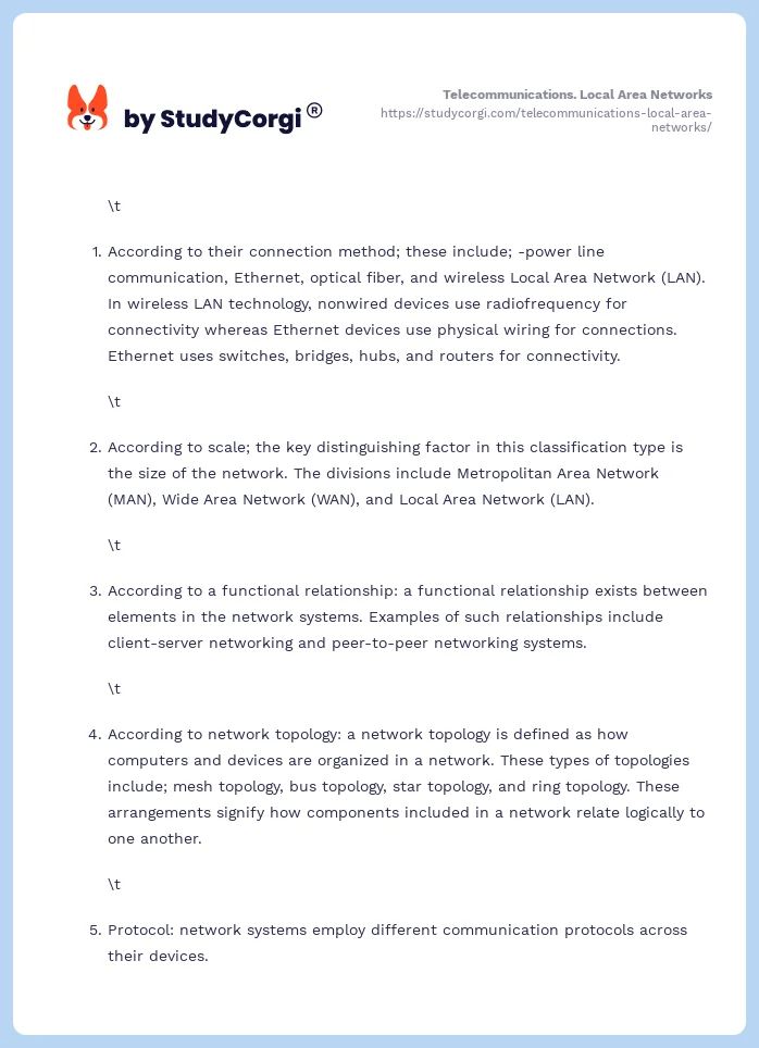 Telecommunications. Local Area Networks. Page 2