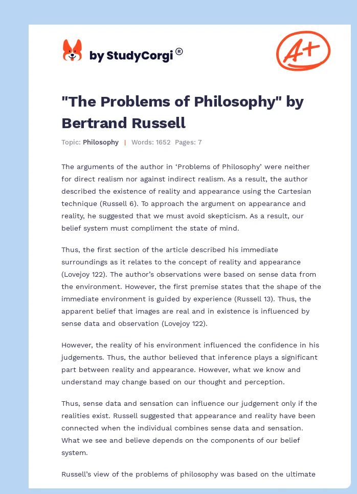"The Problems of Philosophy" by Bertrand Russell. Page 1