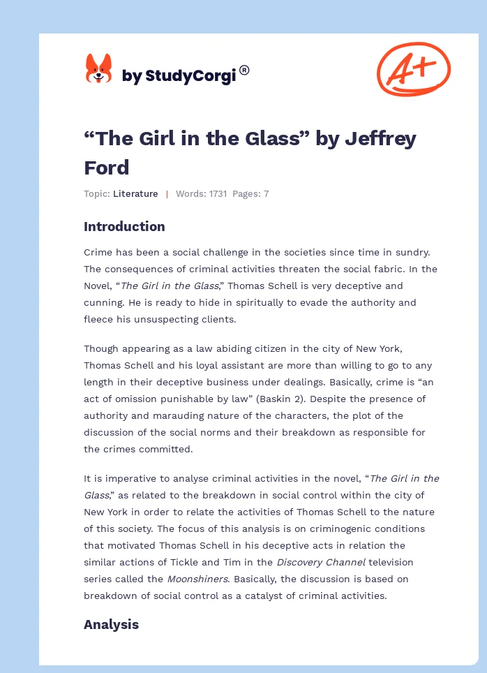“The Girl in the Glass” by Jeffrey Ford. Page 1