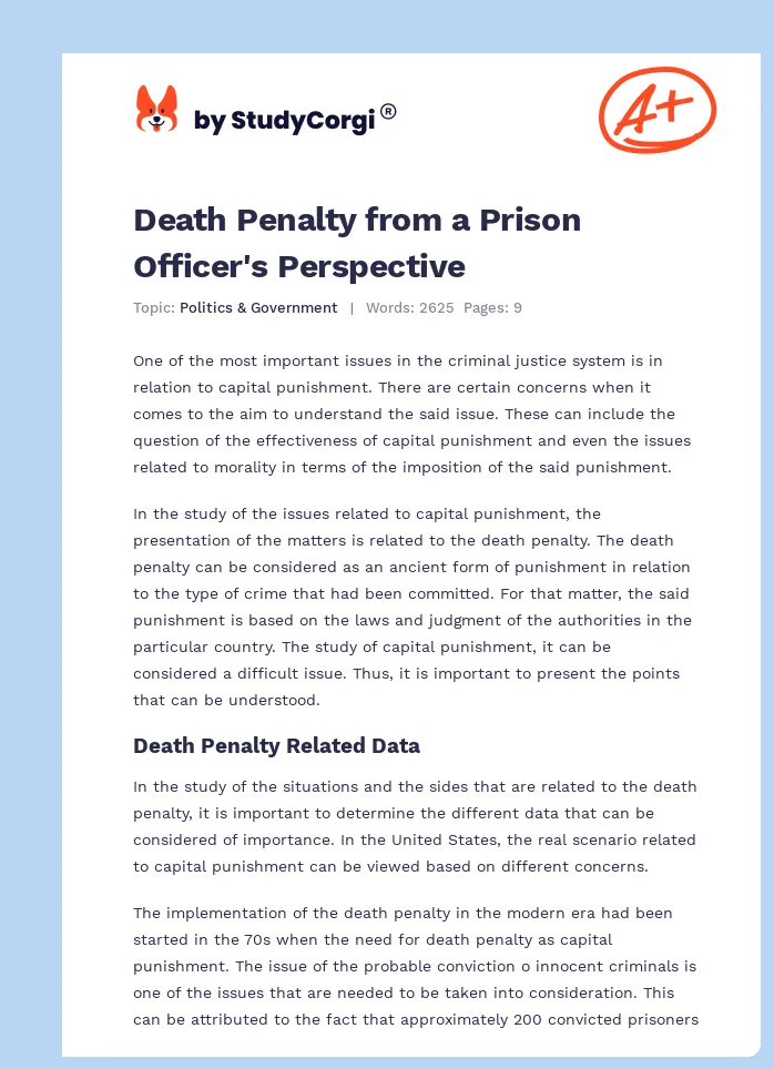 Death Penalty from a Prison Officer's Perspective. Page 1