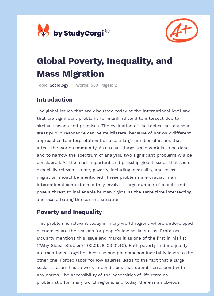 Global Poverty, Inequality, and Mass Migration. Page 1